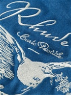 Rhude - Embellished Leather-Trimmed Wool-Blend Felt Varsity Jacket - Blue