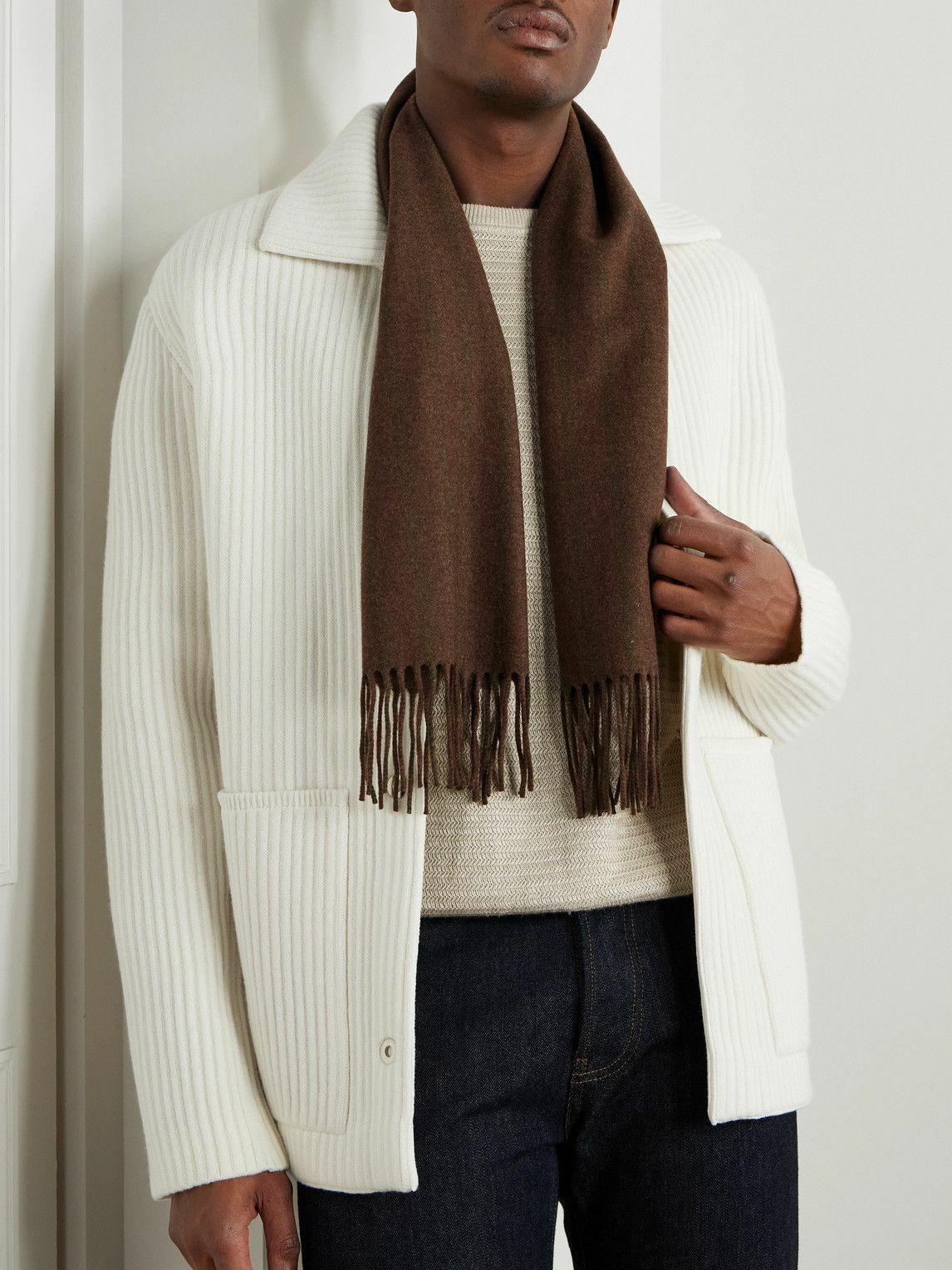 Loro Piana - Striped Fringed Wool and Cashmere-Blend Twill Scarf