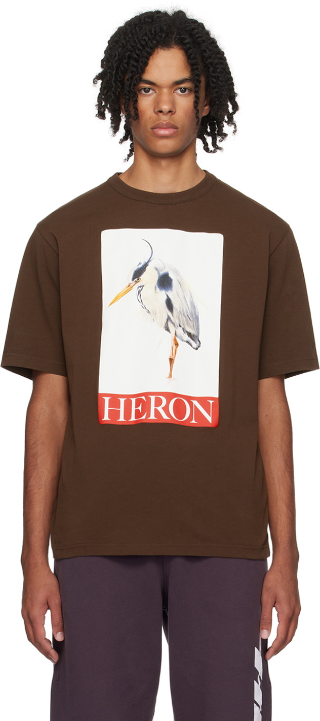 Heron Preston Brown Heron Bird Painted T-Shirt Heron Preston