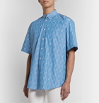 Balenciaga - Oversized Button-Down Collar Striped Cotton-Blend Shirt - Blue