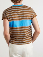 Versace - Logo-Embroidered Striped Cotton-Jersey T-Shirt - Brown