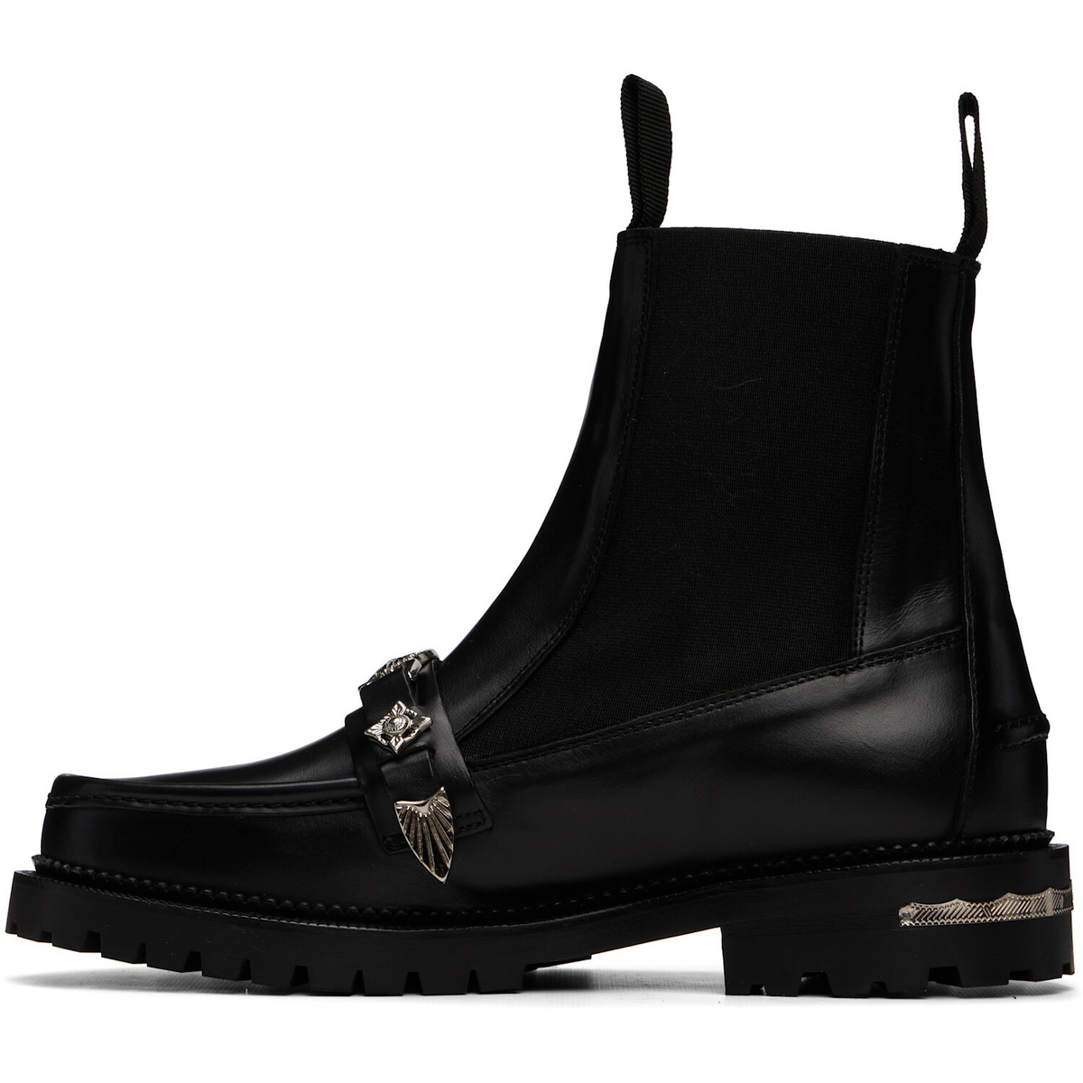 Toga Virilis Black Hard Leather Chelsea Boots
