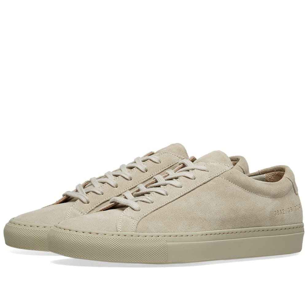 Photo: Woman by Common Projects Original Achilles Low Suede Taupe