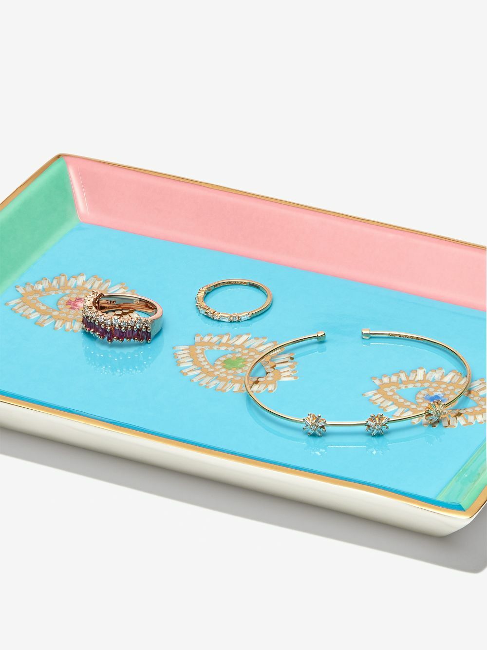 Suzanne Kalan X Jonathan Adler Blue Three Evil Eyes Porcelain Jewellery Tray