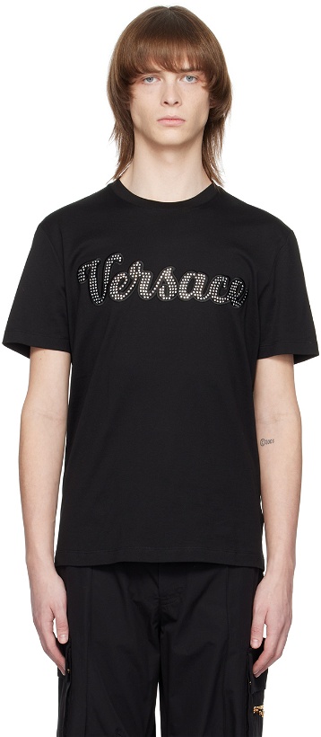 Photo: Versace Black Crystal Varsity T-Shirt