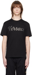 Versace Black Crystal Varsity T-Shirt