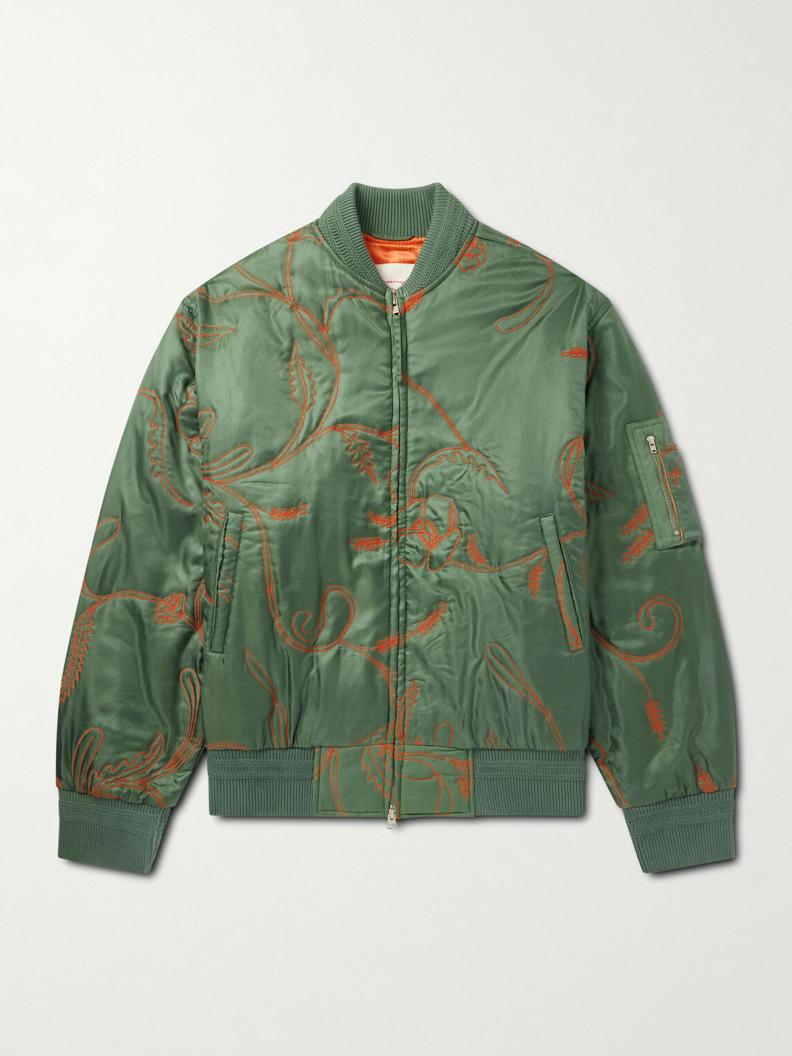 Kardo - Max Embroidered Silk-Twill Bomber Jacket - Green