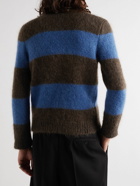 Raf Simons - Slim-Fit Striped Mohair-Blend Sweater - Brown