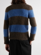 Raf Simons - Slim-Fit Striped Mohair-Blend Sweater - Brown