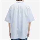 Givenchy Men's Crest Logo Stripe Short Sleeve Shirt in Light Blue
