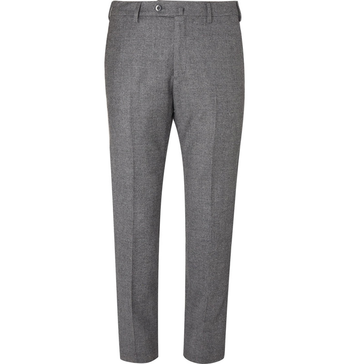 Photo: Loro Piana - Grey Slim-Fit Puppytooth Wool and Cashmere-Blend Trousers - Gray
