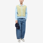 Checks Downtown Men's Zip–through Polo Shirt in Sky Blue/Mustard