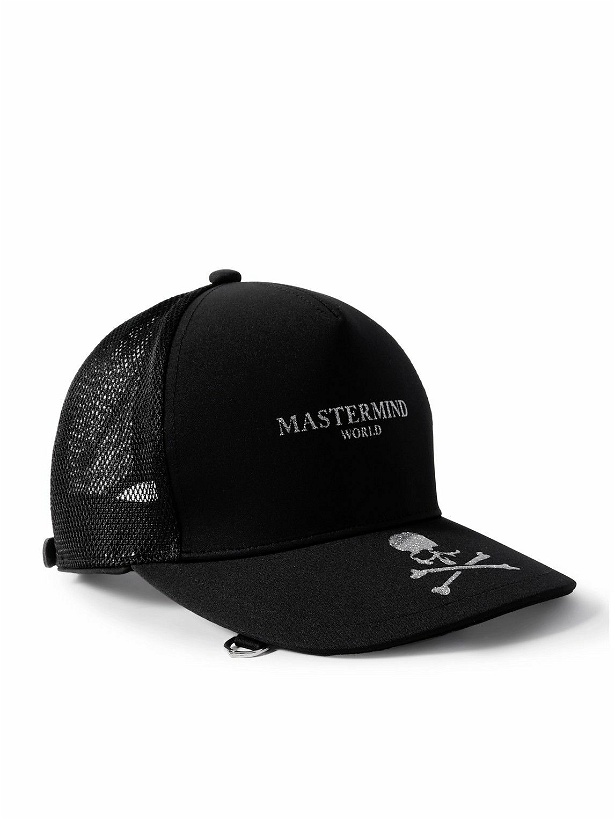 Photo: Mastermind World - Logo-Print Glittered Canvas and Mesh Trucker Cap - Black