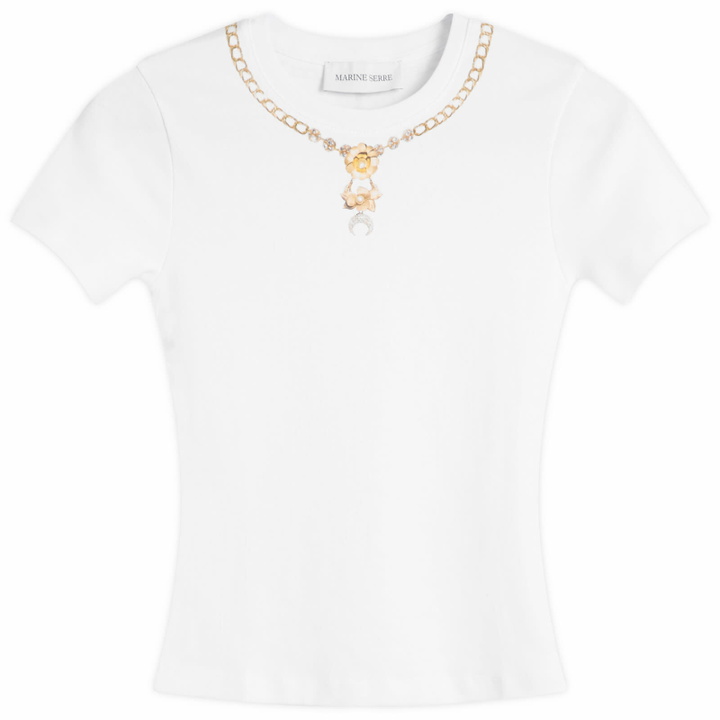 Photo: Marine Serre Women's Trompe-L'Oeil Jewelry Baby Fit T-Shirt in White
