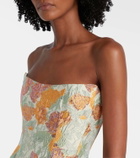 Markarian Floral lamé brocade corset gown