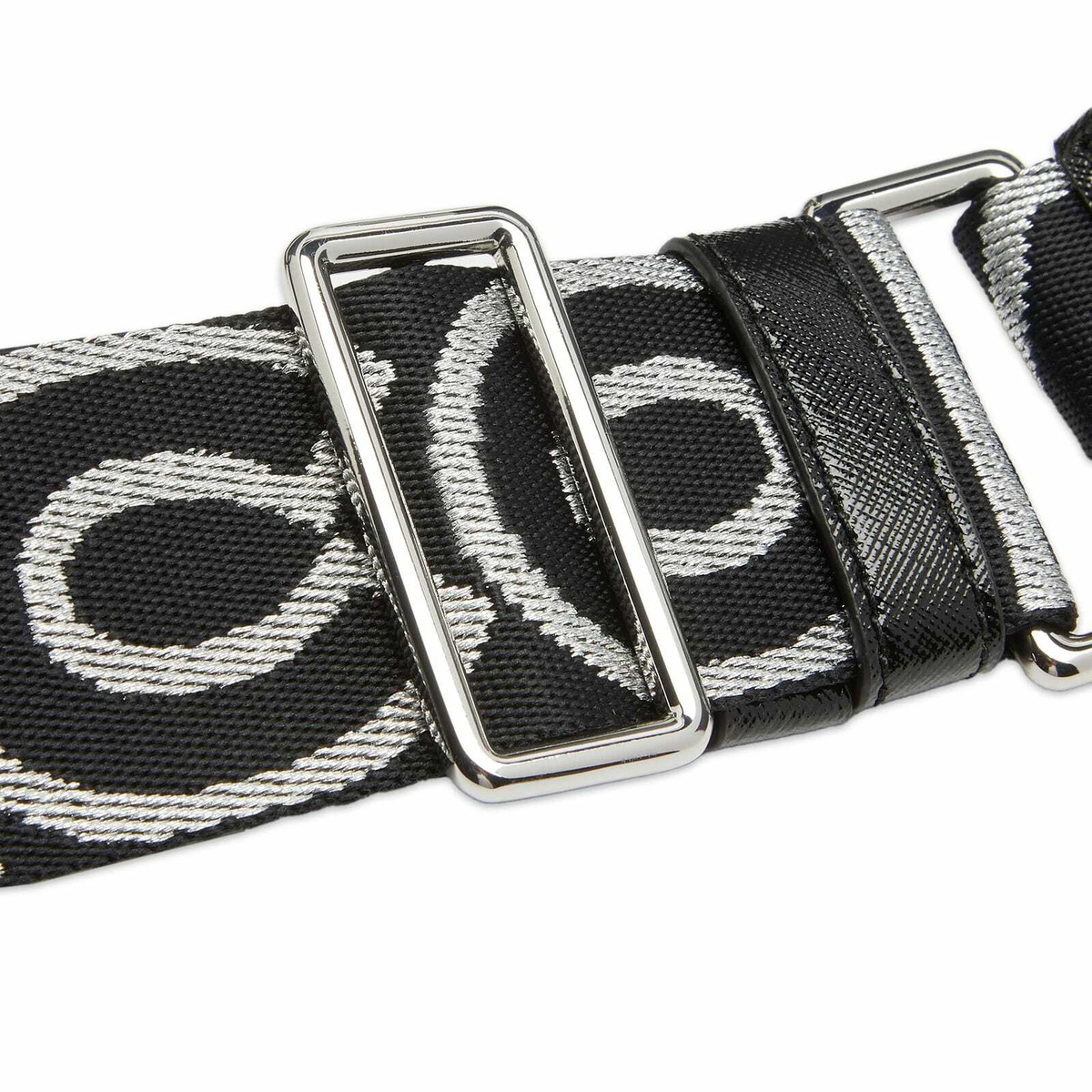 Marc Jacobs Black Silver Canvas Seatbelt Buckle Belt OS display picture 3