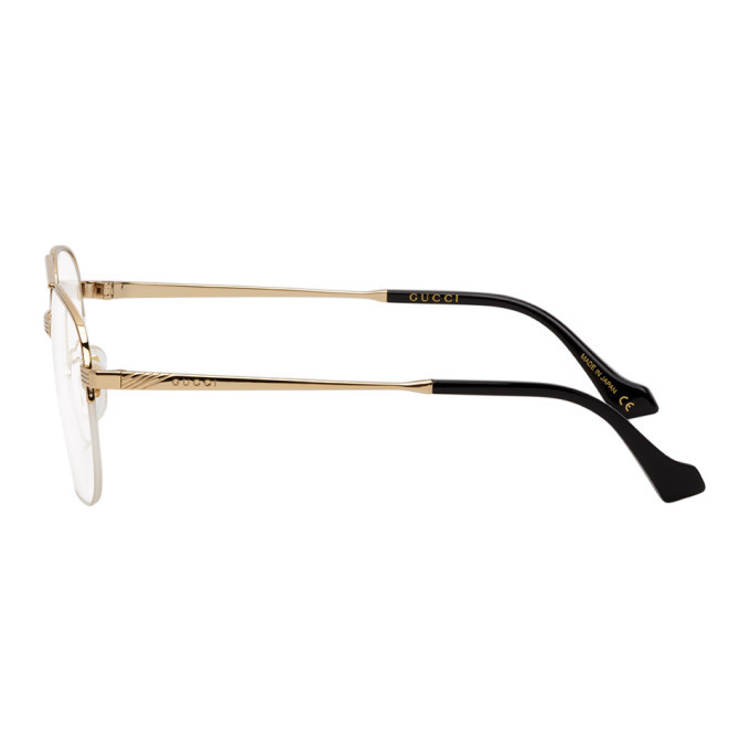 Gucci Gold Half-Rim Double Bridge Glasses Gucci