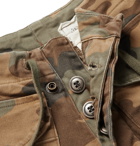 Greg Lauren - Slim-Fit Tapered Camouflage-Print Cotton-Blend Gabardine Drawstring Cargo Trousers - Green