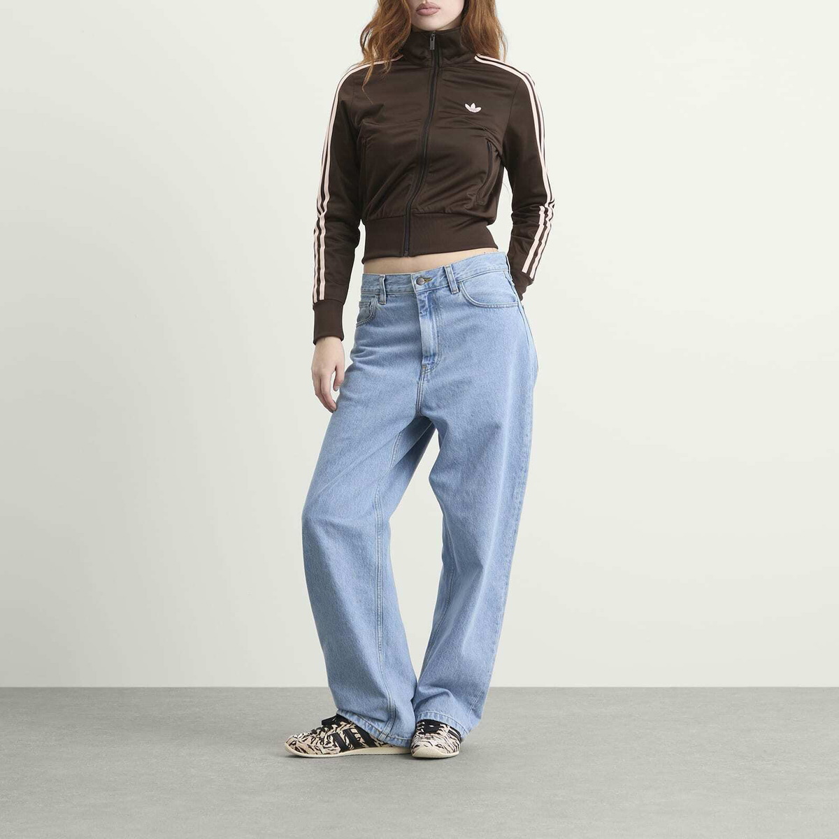 Adidas Women's Classic Firebird Track Top in Aurora Coffee/Sandy Pink