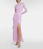 Self-Portrait Crystal-embellished mesh maxi dress