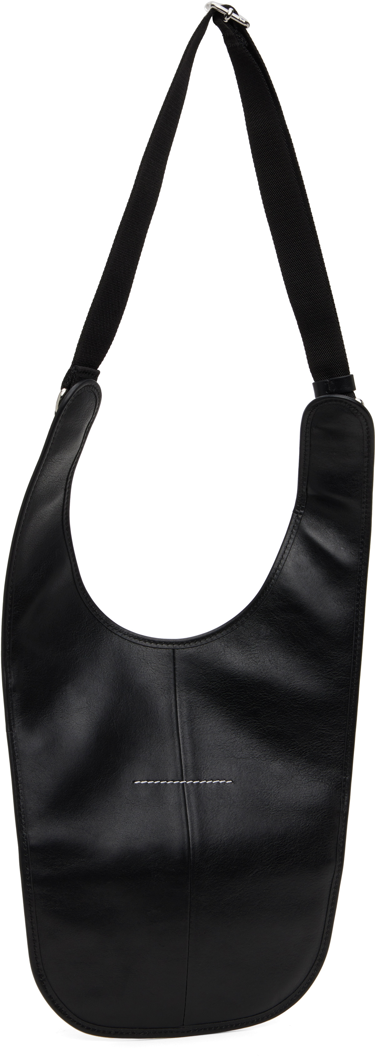 MM6 Maison Margiela Black Flat Saddle Mini Bag