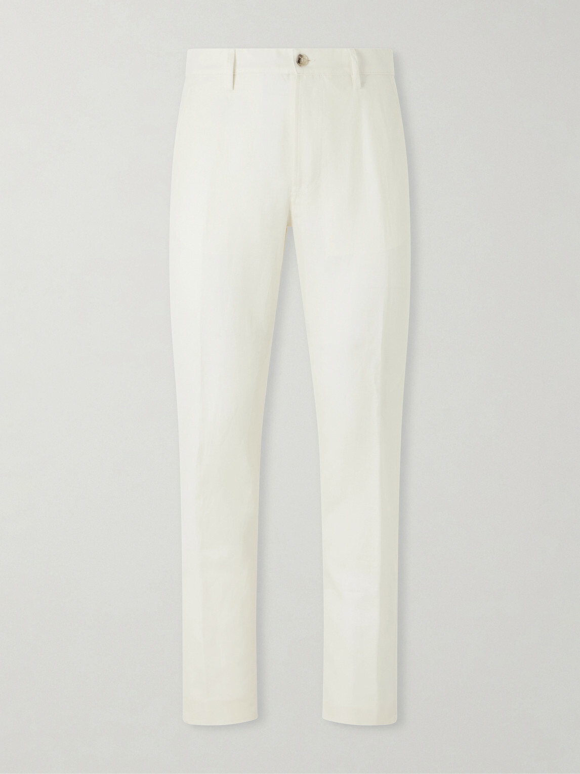 Canali - Straight-Leg Wool and Linen-Blend Twill Suit Trousers - White