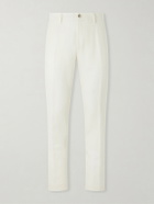 Canali - Straight-Leg Wool and Linen-Blend Twill Suit Trousers - White