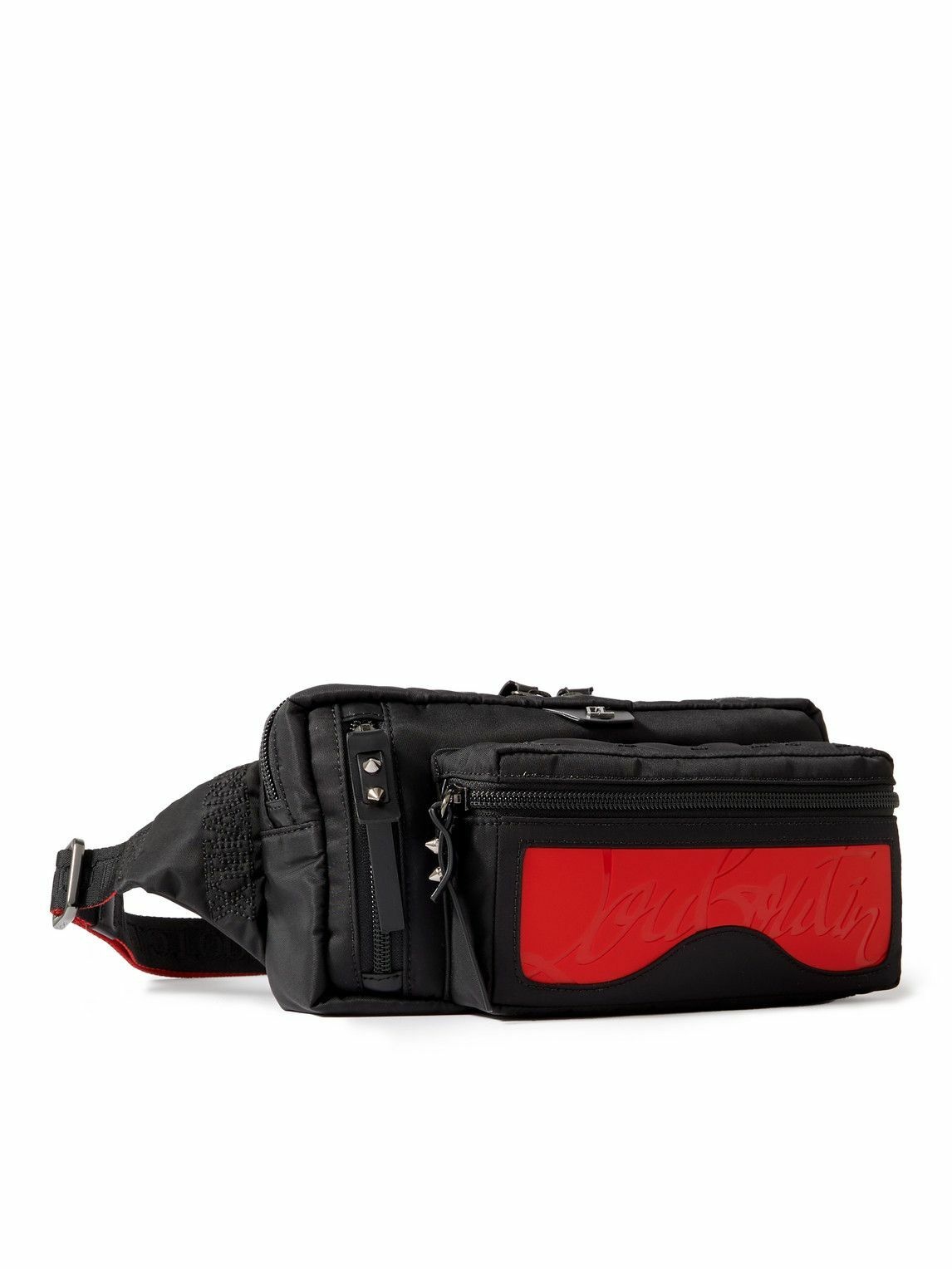 Photo: Christian Louboutin - Loubideal Studded Rubber-Trimmed Shell and Mesh Belt Bag