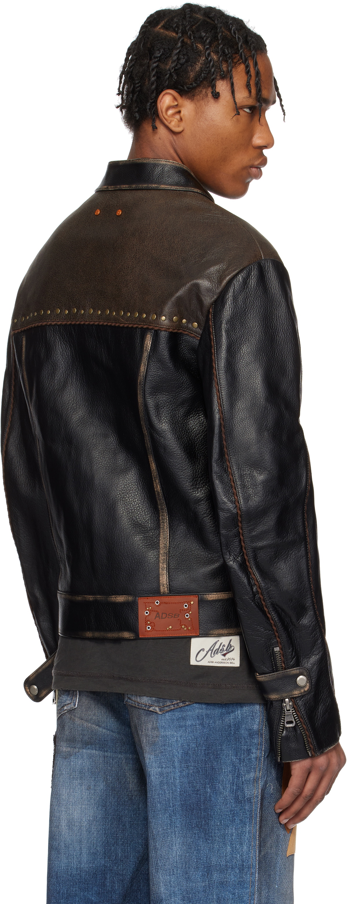 Andersson Bell SSENSE Exclusive Brown & Black Vintage Biker Leather Jacket