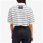 Hommegirls Women's Cropped Ss Stripe Pique Polo Shirt in Black/White