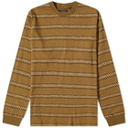 Beams Plus Men's Long Sleeve Jacquard Stripe Pocket T-Shirt in Olive