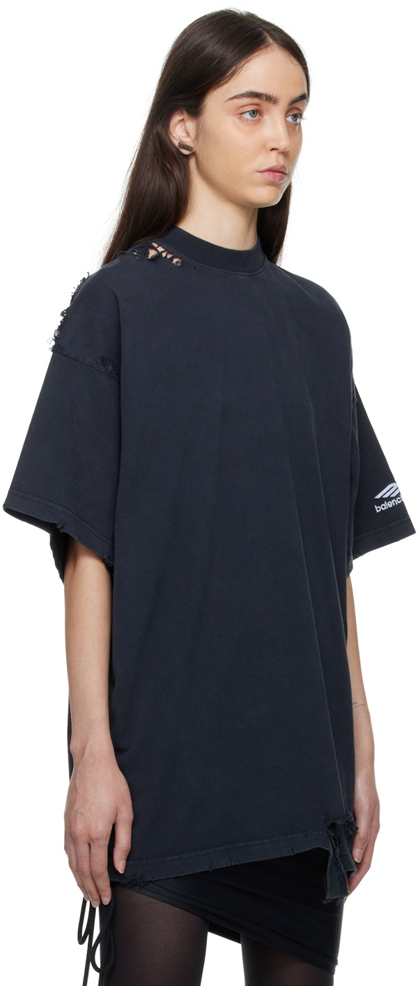 Balenciaga Black 3B Sport Icon Repaired T-Shirt Balenciaga