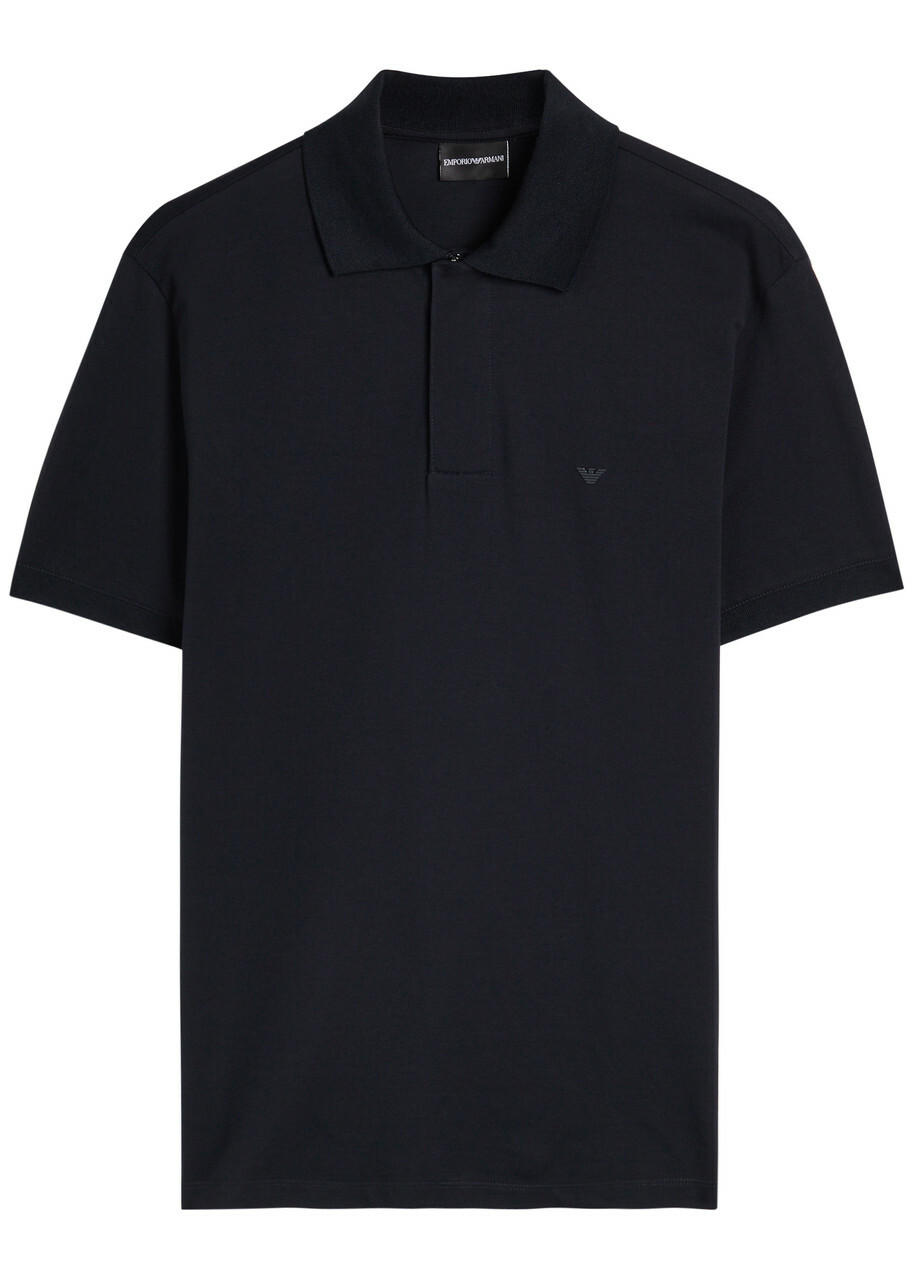 Emporio Armani Half-zip Cotton Polo Shirt Navy