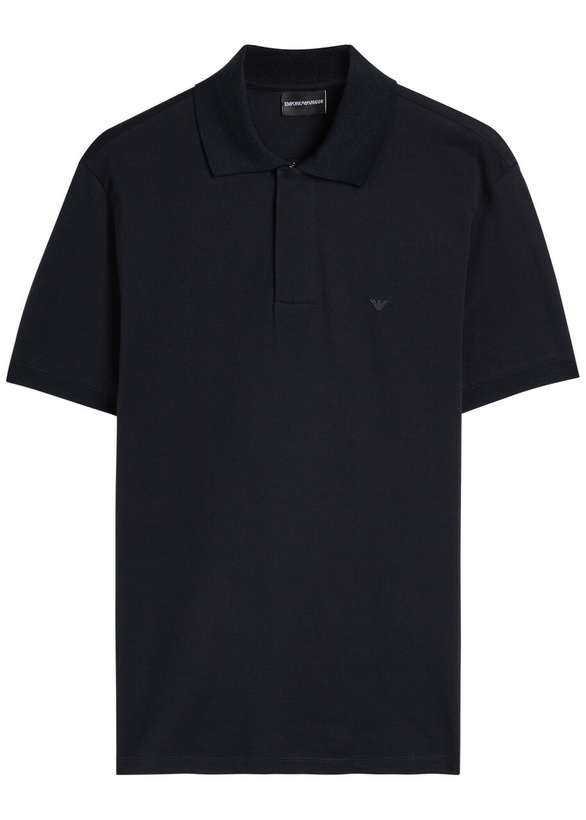 Photo: Emporio Armani Half-zip Cotton Polo Shirt Navy