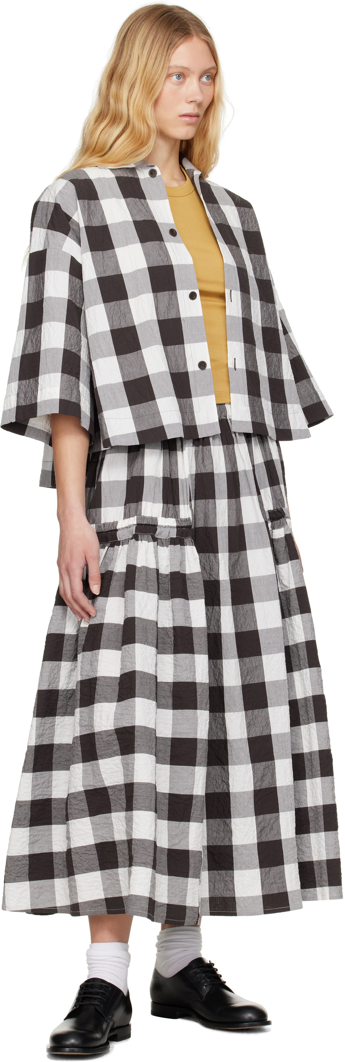 Toogood White & Brown 'The Harvester' Midi Skirt