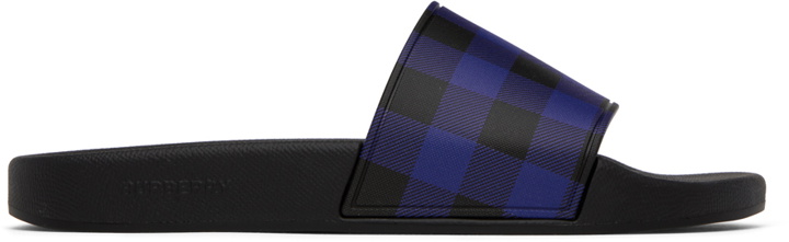 Photo: Burberry Black & Blue Check Slides