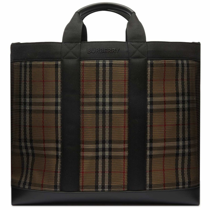 Photo: Burberry Men's Ormond Overlay Check Tote Bag in Archive Beige