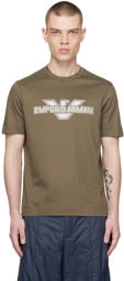 Emporio Armani Brown Embroidered T-Shirt