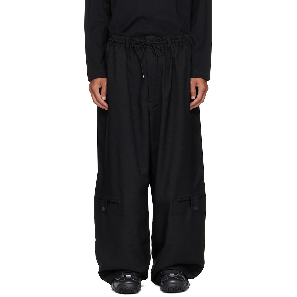 Y-3 Black Sport Uniform Adaptive Length Cargo Pants