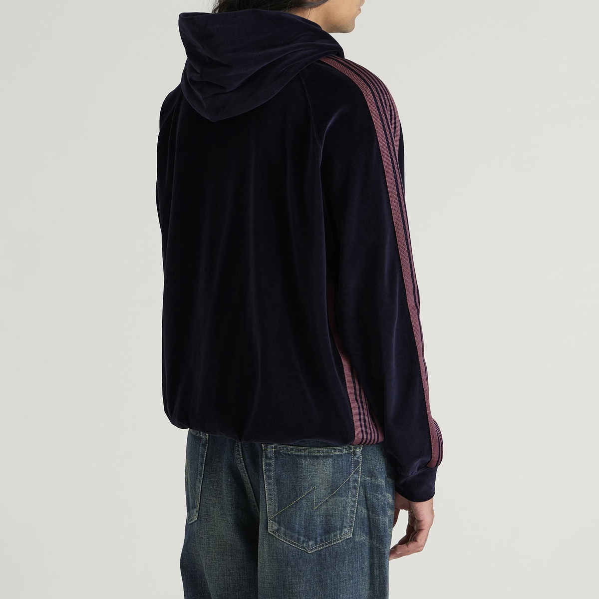 Needles Men's Velour Track Hoodie in Navy