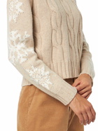 MC2 Saint Barth Woman Turtleneck Braided Sweater With Snowflake Rhinestones