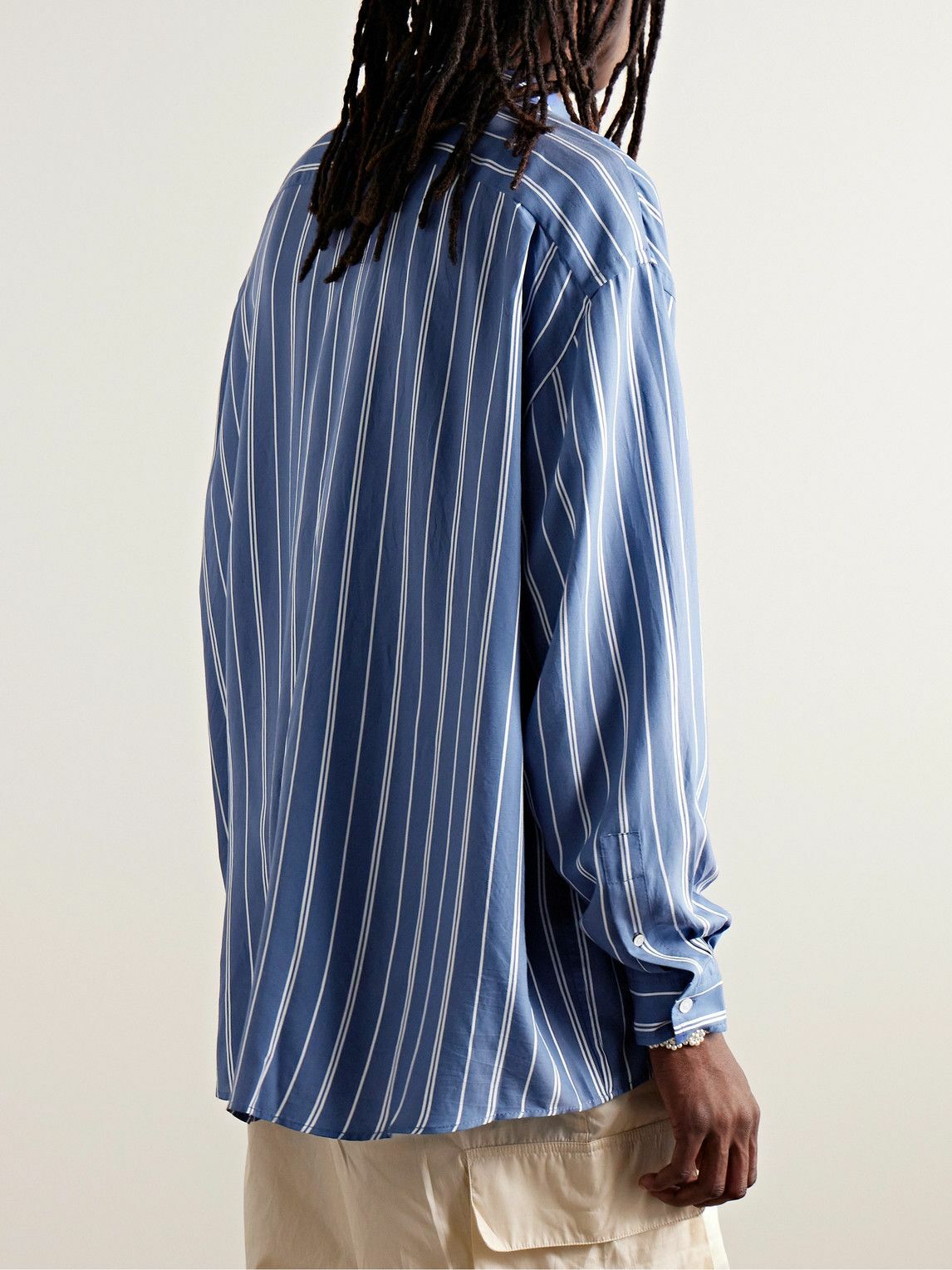 Acne Studios - Setiter Logo-Embroidered Pinstriped Woven Shirt - Blue