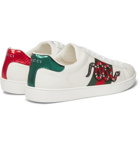 Gucci - Ace Watersnake-Trimmed Appliquéd Leather Sneakers - Men - White