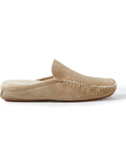 Manolo Blahnik - Crawford Suede Slippers - Neutrals