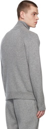 Alexander McQueen Grey Cashmere Zip-Up