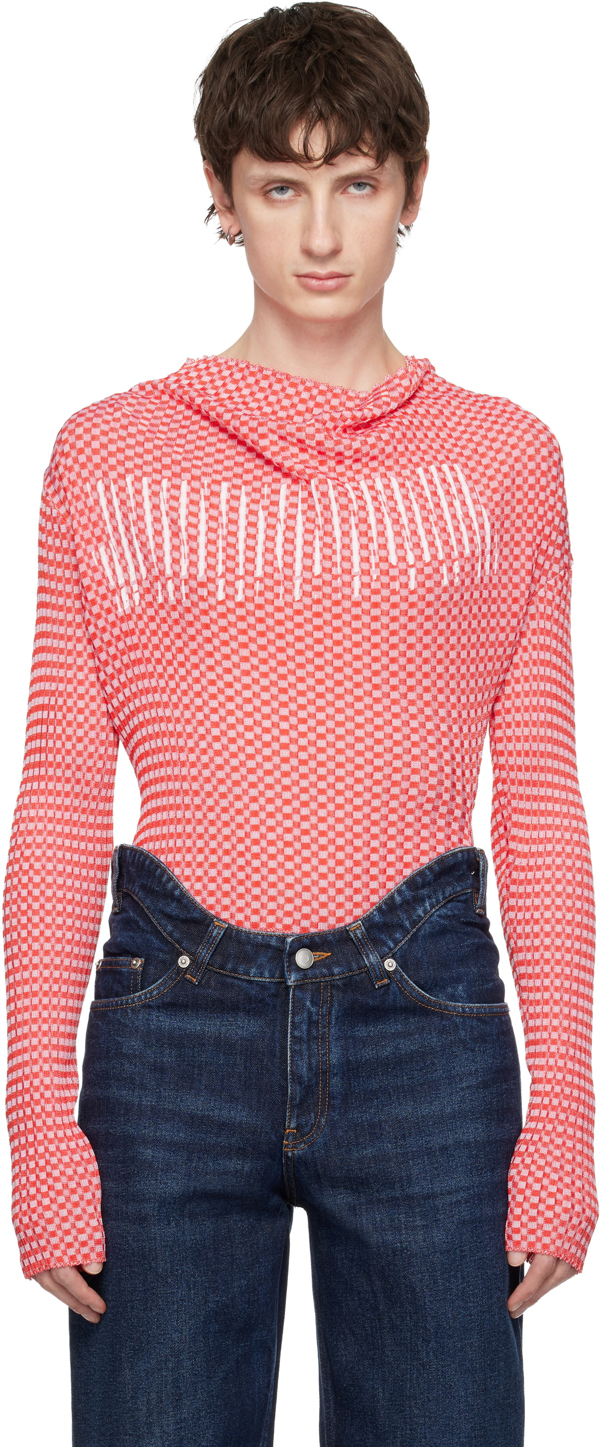 Jean Paul Gaultier Red 'The Gingham' Turtleneck