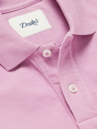 DRAKE'S - Logo-Embroidered Cotton-Piqué Polo Shirt - Purple