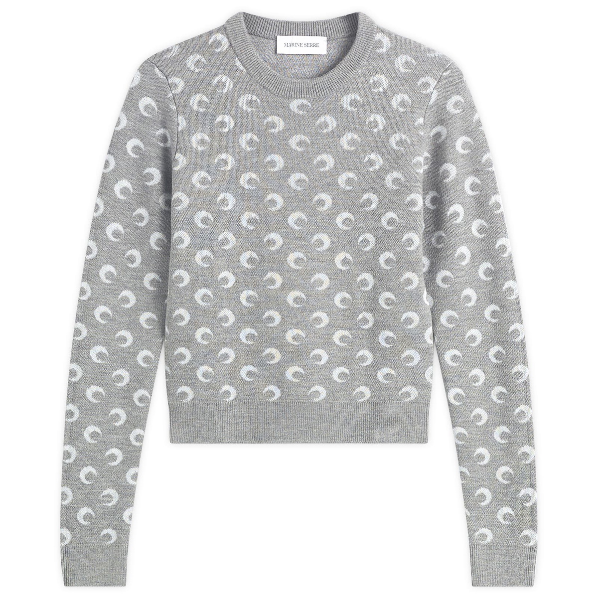 Marine Serre Women's Puffy Knit Cropped Pullover in Grey