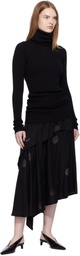 Y's Black Butterfly-Print Twill Midi Skirt