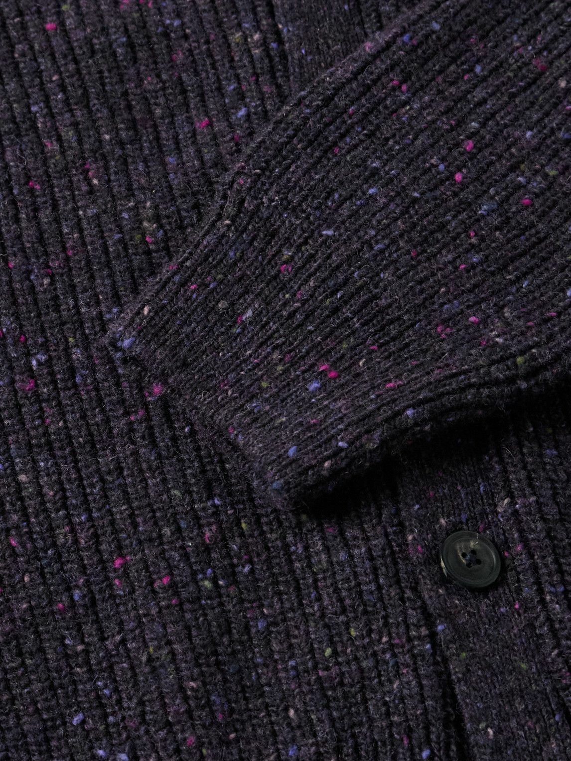 Noah - Ribbed Donegal Merino Wool Cardigan - Blue